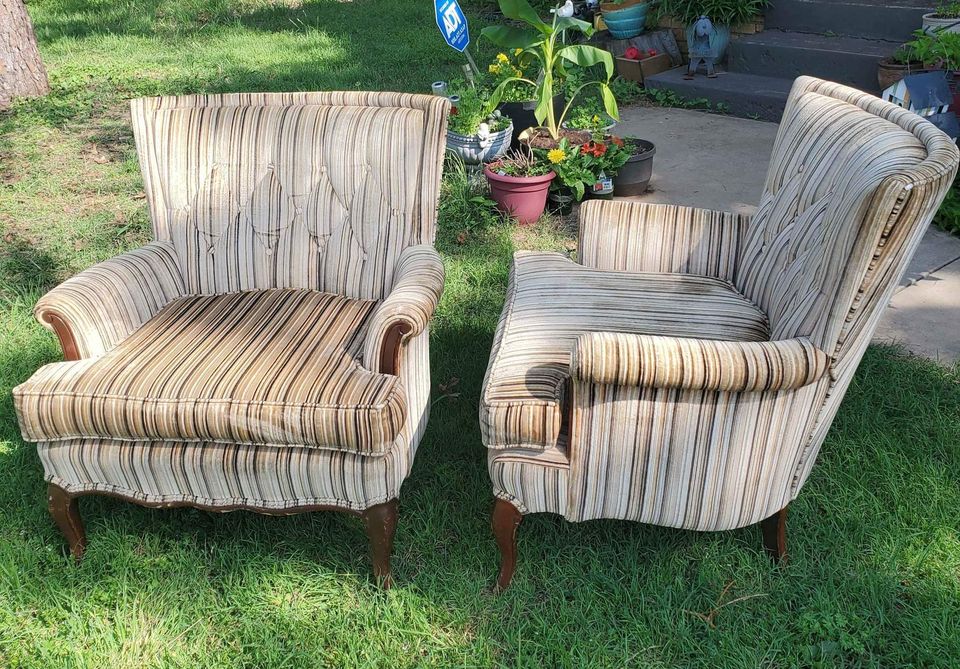 MCM Ribbed Velvet Arm Chairs
