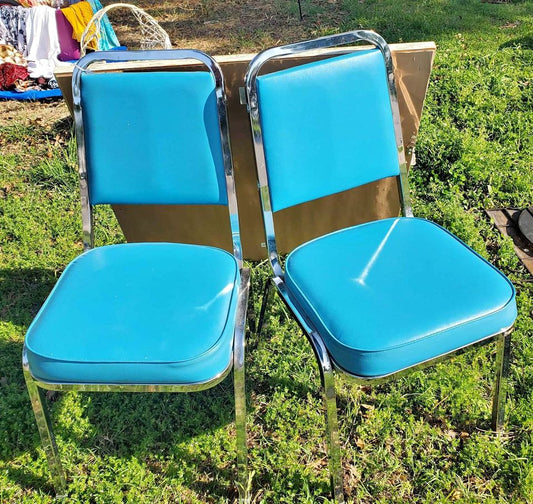 Electric Blue and Chrome Chairs